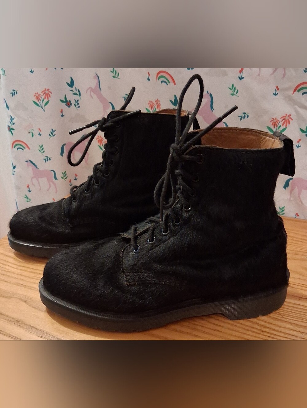 EUC RARE Y2K Dr. Martens Pascal Black Horsey Hair On Goth Moto Combat Boot SZ 7